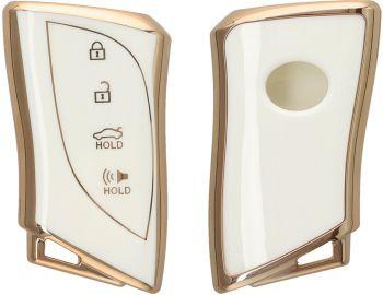 Husa Cheie Auto Kwmobile pentru Lexus Smart Key Alb/Auriu Silicon KWM0000256H002C 