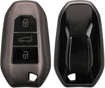 Husa Cheie Auto Kwmobile pentru Peugeot/Citroen 3 Butoane - Smart Key Gri/Negru Silicon KWM0000252W001C 
