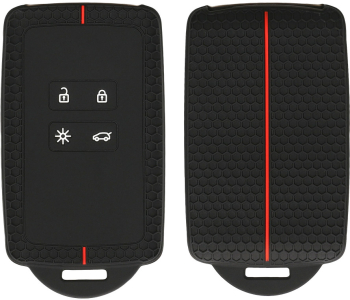 Husa Cheie Auto Kwmobile pentru Renault 4 Butoane - Smart Key Negru/Rosu Silicon KWM0000259X001C 