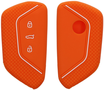 Husa Cheie Auto Kwmobile pentru VW 3 Butoane Portocaliu Silicon KWM000013GQ005C 