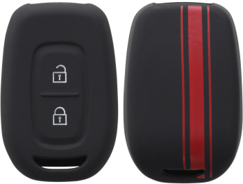 Husa Cheie Auto pentru Dacia / Renault - 2 Butoane - Keyless Go kwmobile Silicon Negru / Rosu 54813.01 