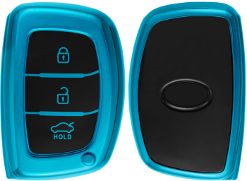 Husa Cheie Auto pentru Hyundai / Kia - 3 Butoane - Keyless Go Silicon Albastru 51052.98 