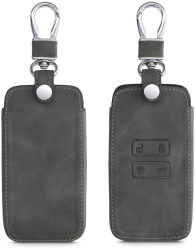 Husa Cheie Auto pentru Renault / Dacia - 4 Butoane - Keyless Go kwmobile Piele nabuc Gri 48564.19 