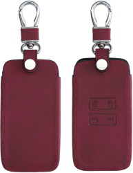 Husa Cheie Auto pentru Renault / Dacia - 4 Butoane - Keyless Go Piele nabuc Rosu 48564.20 