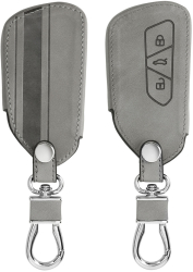 Husa Cheie Auto pentru VW - 3 Butoane Piele nabuc Gri 52653.02
