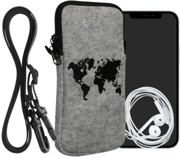 Husa Universala Kwmobile pentru telefon Marime XXL - 7 inch Gri/Negru Textil KWM000016AK019C 