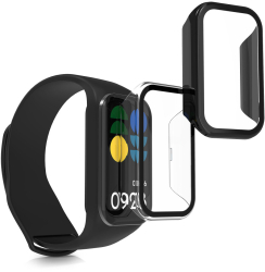 Set 2 Huse complete Kwmobile pentru Xiaomi Smart Band 8 Active/Redmi Band 2 Transparent/Negru Plastic KWM0000254Q002C 