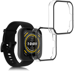 Set 2 Huse Kwmobile cu sticla securizata pentru Amazfit Bip 5 Transparent Plastic KWM000024ZC001C 