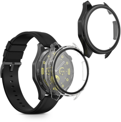 Set 2 Huse Kwmobile cu sticla securizata pentru Huawei Watch GT 4 46mm Transparent/Negru Plastic KWM0000254O002C 