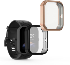 Set 2 Huse Kwmobile pentru Amazfit Bip 3/Bip 3 Pro Negru/Roz Silicon KWM0000194M004C 