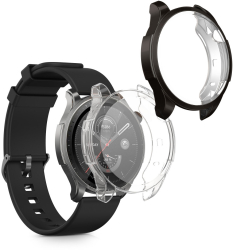 Set 2 Huse Kwmobile pentru Amazfit GTR 4 Negru/Transparent Silicon KWM0000188X002C 