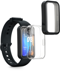 Set 2 Huse Kwmobile pentru Huawei Band 8 Negru/Transparent Silicon KWM0000251A002C 