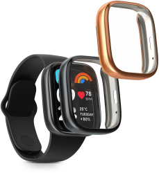 Set 2 Huse Kwmobile pentru Xiaomi Redmi Watch 3 Active Negru/Roz Silicon KWM000024YF002C 
