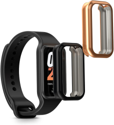Set 2 Huse Kwmobile pentru Xiaomi Smart Band 8 Active/Redmi Band 2 Negru/Auriu Silicon KWM000025BJ002C 