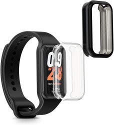 Set 2 Huse Kwmobile pentru Xiaomi Smart Band 8 Active/Redmi Band 2 Transparent/Negru Silicon KWM000025BJ001C 