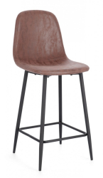Set 2 scaune bar otel negru piele ecologica cognac Irelia 46x39x92 cm 
