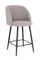 Set 2 scaune bar otel negru textil gri Queen 53x59x97 cm 