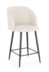 Set 2 scaune bar otel negru textil ivoire Queen 53x59x97 cm 