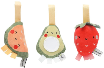 Set 3 jucarii de plus pentru bebelusi Pearhead model fructe 