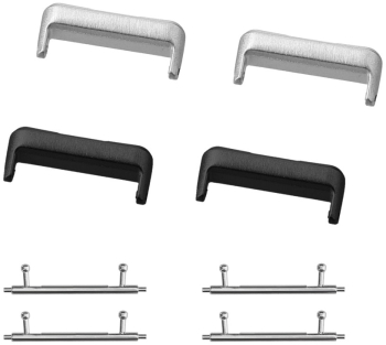 Set 4 Adaptori prindere curea de 16 mm Kwmobile pentru Huawei Band 8 Argintiu/Negru Otel KWM0000255C001C