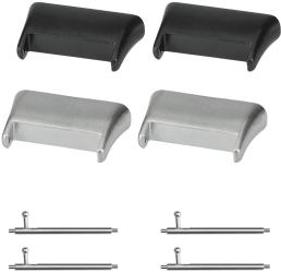 Set 4 Adaptori prindere curea de 16 mm Kwmobile pentru Xiaomi Mi Band 7 Pro Argintiu/Negru Otel KWM0000255I001C