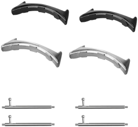 Set 4 Adaptori prindere curea de 20 mm Kwmobile pentru Google Pixel Watch Argintiu/Negru Otel KWM0000256W001C