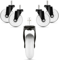 Set 5 Roti pentru scaun de birou tija 10 mm Kwmobile Alb/Negru Poliuretan 53129.04