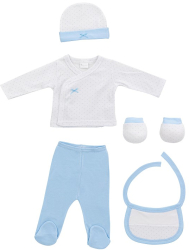 Set cadou nou nascuti 5 piese din bambus Inter Baby - alb si bleu 
