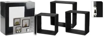 H&S Collection Set rafturi din lemn 3 piese 28 5x28 5x12 cm negru 