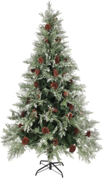 vidaXL Brad Craciun pre-iluminat conuri de pin verde/alb 195 cm PVC/PE 