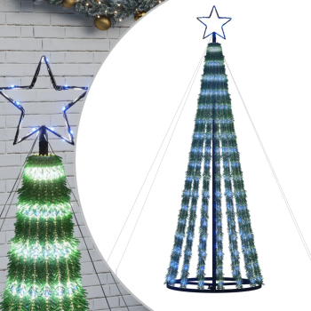 vidaXL Con de lumina brad de Craciun 275 LED-uri albastru 180 cm 