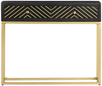 vidaXL Masa consola negru si auriu 90x30x75 cm lemn masiv de mango 