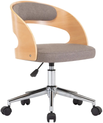 vidaXL Scaun de birou pivotant gri taupe lemn curbat si textil 