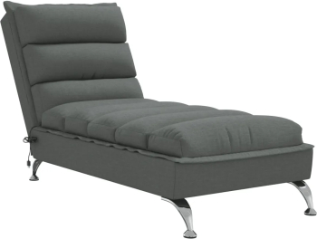 vidaXL Sezlong de masaj cu perne gri inchis material textil 