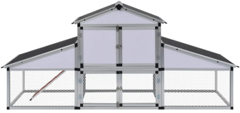 41323 vidaXL Cotet de gaini cu zona de miscare si repaus aluminiu 