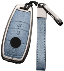 Husa aluminiu pentru cheie Mercedes clasa A B C E S G EQC GLA GLB CLS GLC GLE GLS CLA albastru 