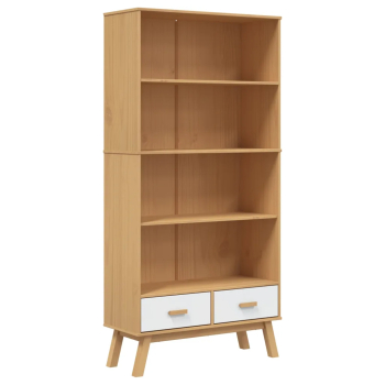 vidaXL Biblioteca cu 4 niveluri &bdquo OLDEN&rdquo alb si maro lemn masiv pin 