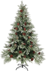 vidaXL Brad Craciun pre-iluminat conuri de pin verde/alb 150 cm PVC/PE