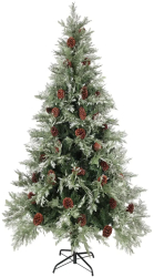 vidaXL Brad Craciun pre-iluminat conuri de pin verde/alb 225 cm PVC/PE 
