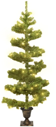 vidaXL Brad Craciun pre-iluminat ondulat cu ghiveci verde 120 cm PVC 