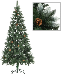 vidaXL Brad de Craciun artificial pre-iluminat cu conuri de pin 210 cm 