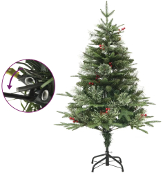 vidaXL Brad de Craciun pre-iluminat conuri de pin verde 150 cm PVC and PE 