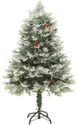 vidaXL Brad de Craciun pre-iluminat conuri de pin verde 150 cm PVC and PE 