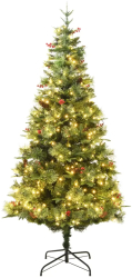 vidaXL Brad de Craciun pre-iluminat conuri de pin verde 225 cm PVC and PE 