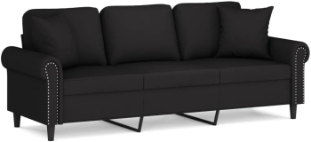 vidaXL Canapea cu 3 locuri cu pernute negru 180 cm catifea 