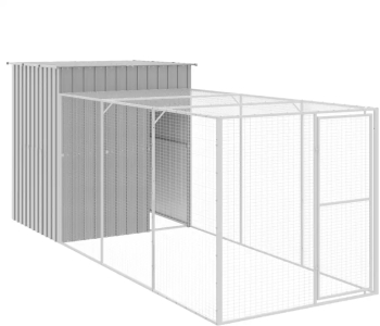 vidaXL Cotet pui cu incinta gri deschis 165x455x181 cm otel galvanizat 