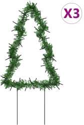 vidaXL Decor brad cu lumini de Craciun cu tarusi 3 buc. 50 LED 30 cm 