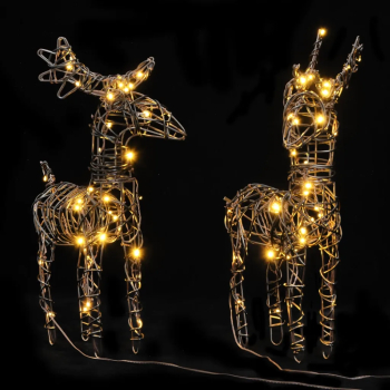 vidaXL Decoratiune Craciun reni 6 buc. 240 LED-uri albe calde ratan 