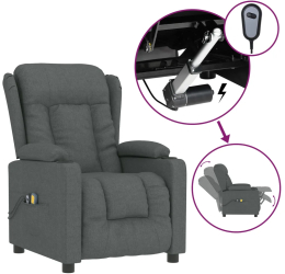 vidaXL Fotoliu de masaj electric rabatabil gri inchis textil 