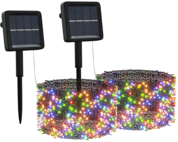 vidaXL Instalatie solara de lumini 2 buc.x200 LED multicolor int/ext 